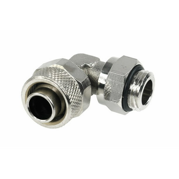 Aquatuning G1/4 to 10mm ID Black Nickel 13mm OD Compact Compression Fitting for Soft Tubing 90° Rotary 